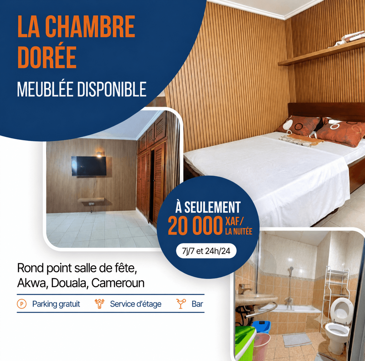 Chambre de Luxe meublée à louer – Akwa, Douala - Photo 1